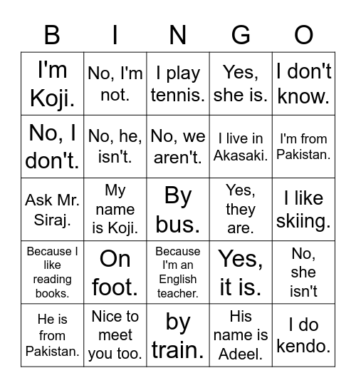 Hey, Teachers! Please Come Here!! Bingo Card
