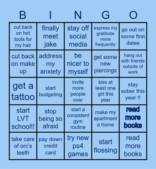 2023 resolutions Bingo Card