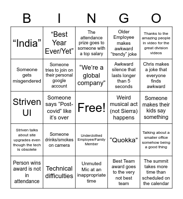 Bango Bingo Card