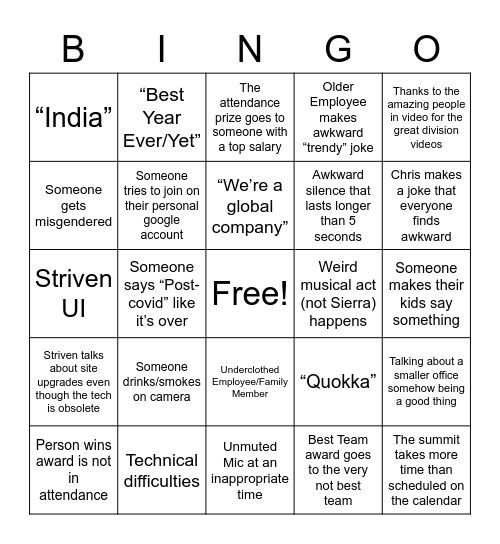 Bango Bingo Card