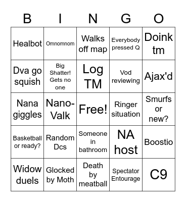 Scrims Bingo Card