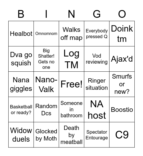 Scrims Bingo Card