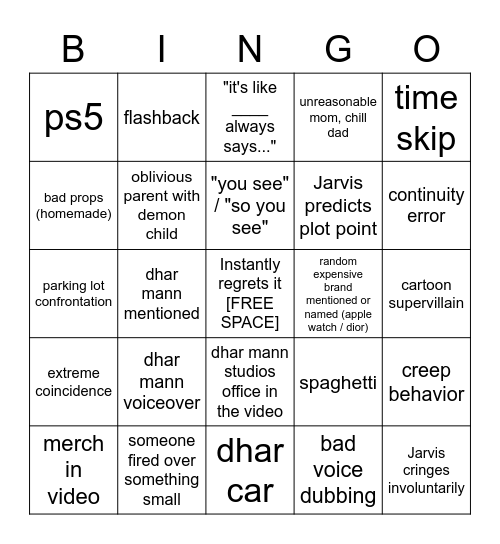 Dhar Mann Bingo v4 Bingo Card