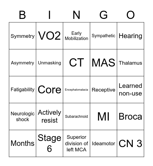 Stroke BIngo Card