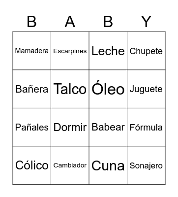 Baby Shower Bingo Card