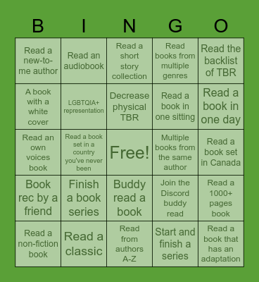 2023 Book-ish Bingo Card