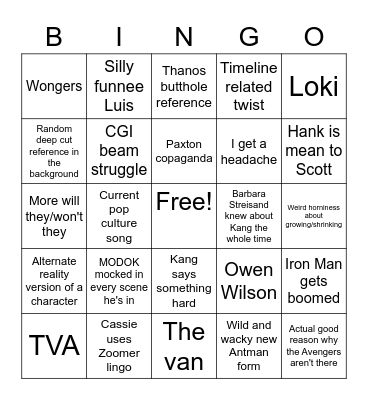 Quantumania Bingo Card