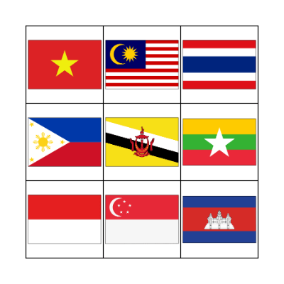 ASEAN Flags Bingo Card