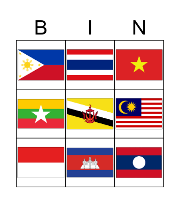 ASEAN Flags Bingo Card
