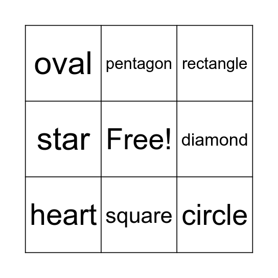 Shapes Bingo Card