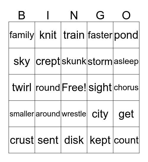 F&P Bingo Review Game Bingo Card