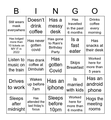 Faithful + Gould Bingo Card