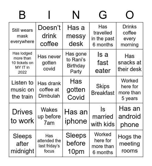 Faithful + Gould Bingo Card