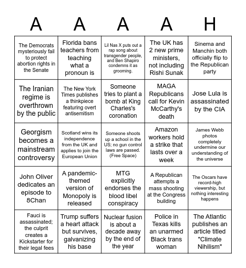 2023 Bingo Card