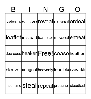 9.6 Bingo Card