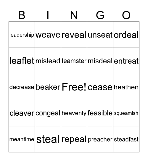 9.6 Bingo Card