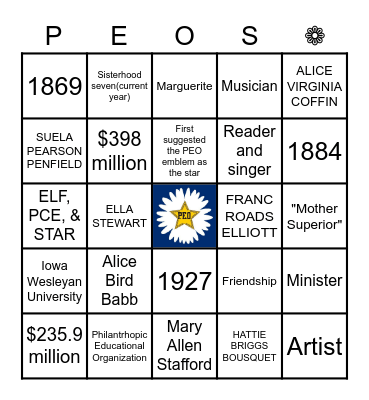 Founder's Day Program 2022 Bingo Card