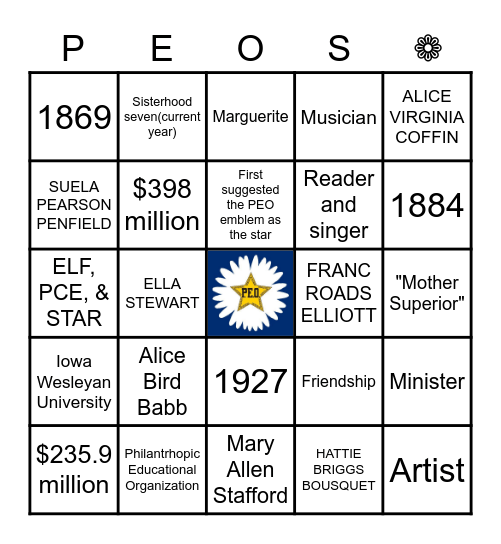 Founder's Day Program 2022 Bingo Card