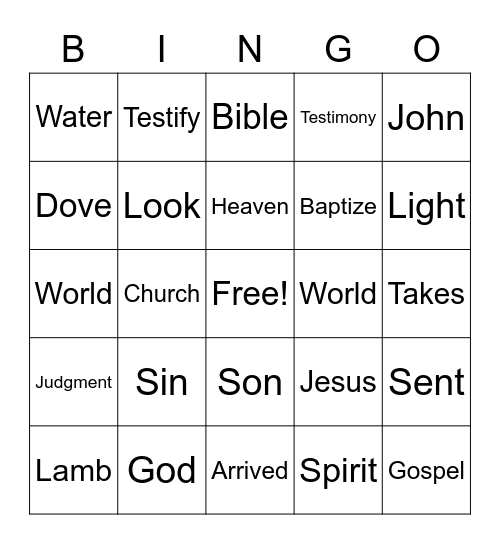 2nd Sunday in Ordinary Time Cycle A Bingo Card