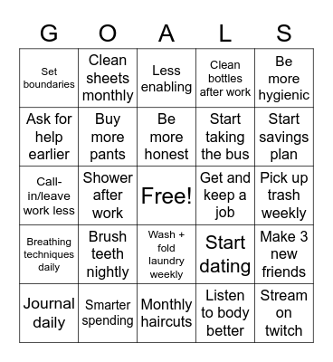 2023 Goals Bingo Card