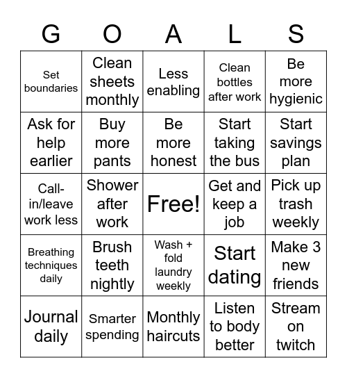 2023 Goals Bingo Card