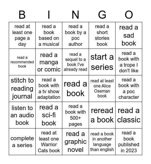 Book Bingo 2023 Bingo Card