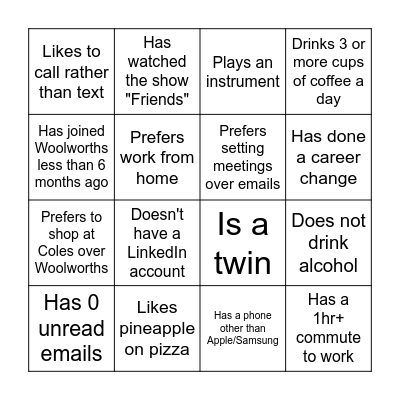 RPL Product & Planning Systems Team Bingo Card