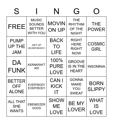 790 CIRCLES CLUB HITS Bingo Card