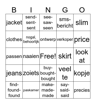 Vocabulary unit 3 GT Bingo Card