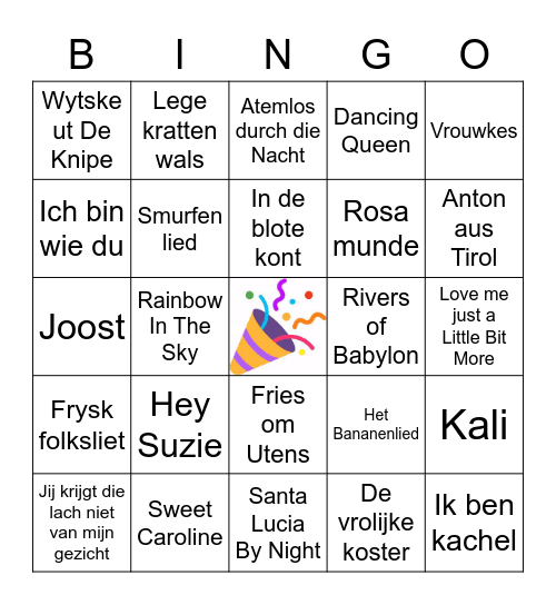 VVAL feestbingo Card