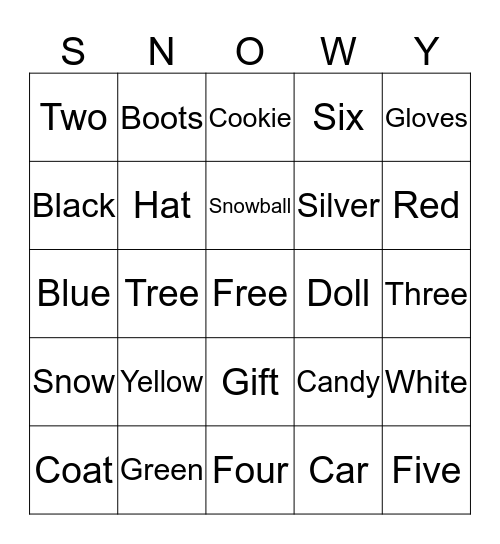 Winter Bingo Card