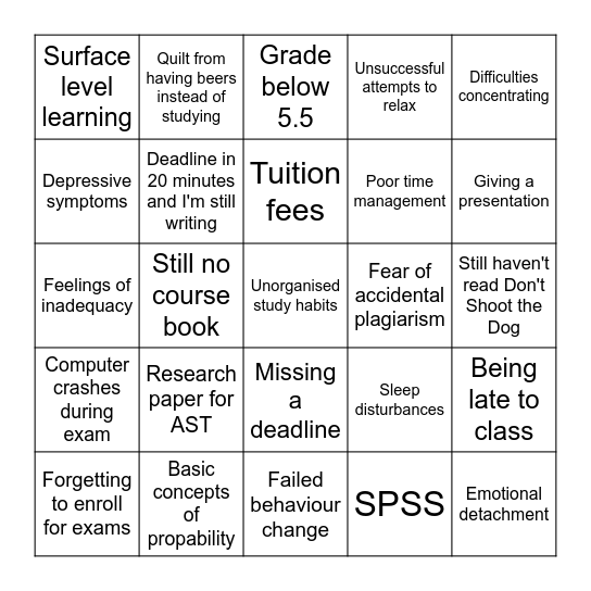 Burnout Bingo! Bingo Card