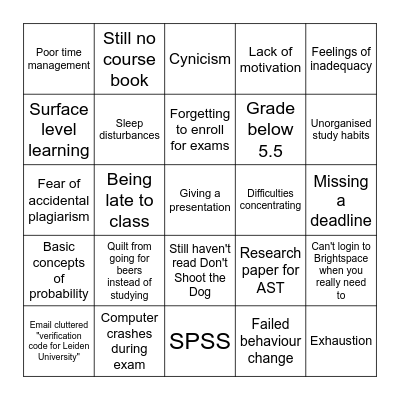 Burnout Bingo! Bingo Card