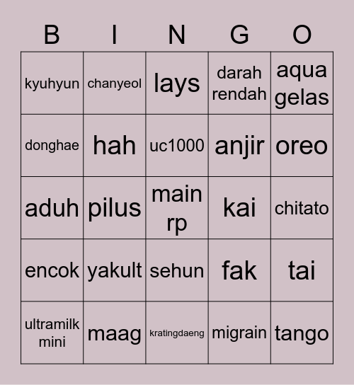 ambi Bingo Card