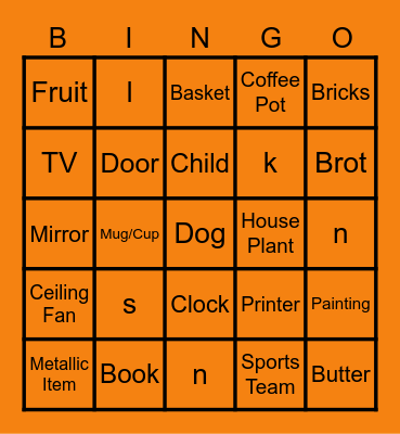 I Spy Virtual Bingo Card