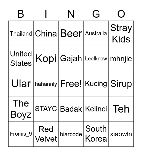 Untitled Bingo Card