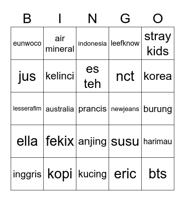 punya fekix Bingo Card