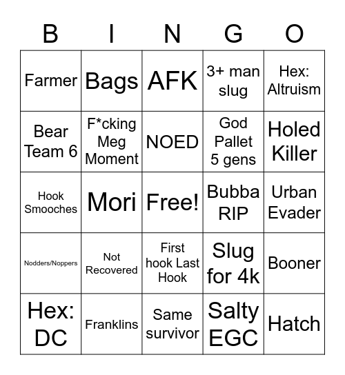 Survivor bingo Card
