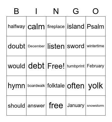 List 15 Bingo Card