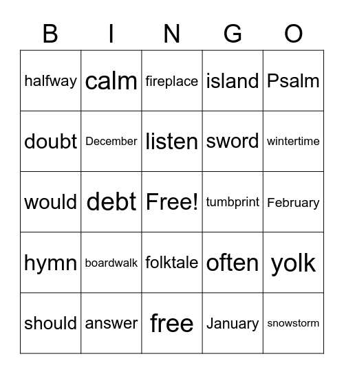 List 15 Bingo Card