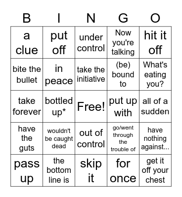 Units 1 & 2 Review Bingo Card