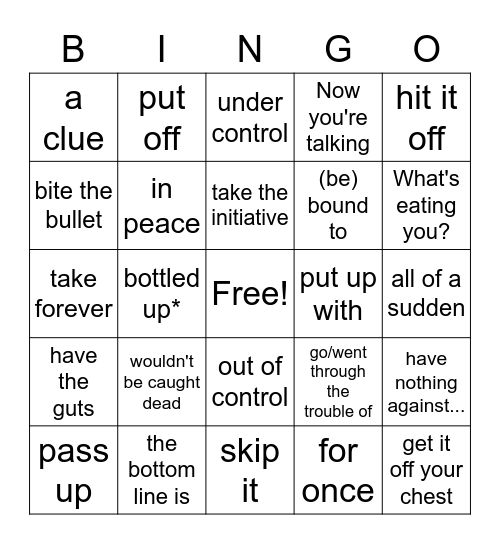 Units 1 & 2 Review Bingo Card