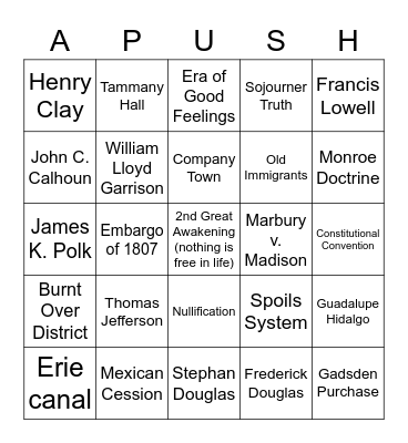 APUSH Review Bingo Card