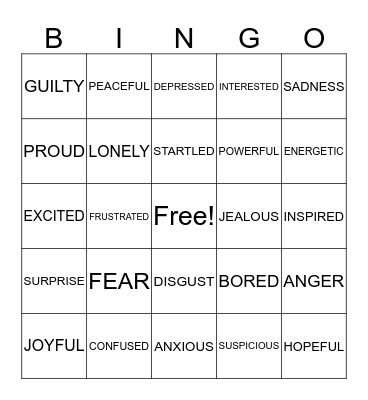 FEELINGS BINGO Card