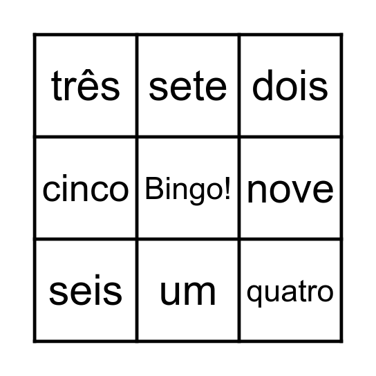 Bingo: Números (1-10) Bingo Card