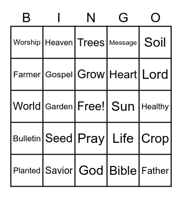 Sermon Bingo Card
