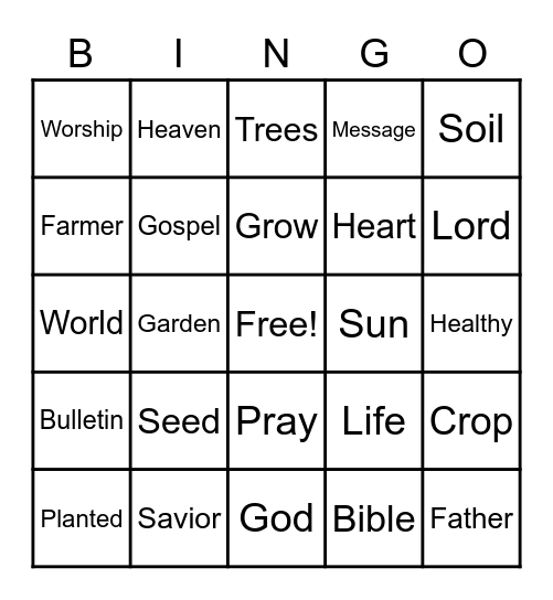 Sermon Bingo Card