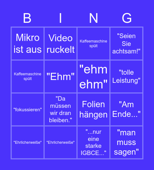 Betriebsversammlung Bingo Card