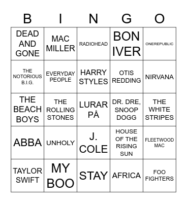 No Rhyme or Reason Bingo Card