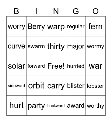 UNIT 9 Bingo Card